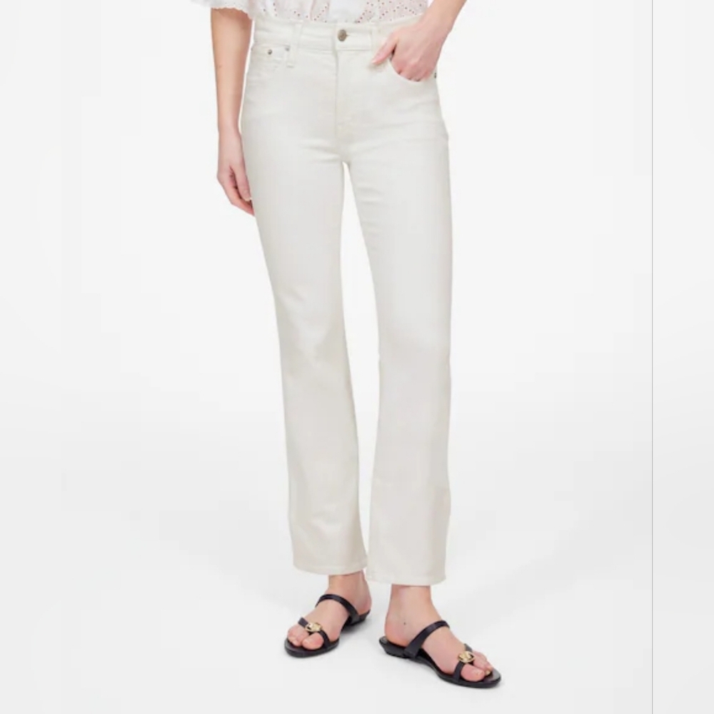 NWT $128 Madewell White Mid-Rise Kick Out Crop Jeans Womens Size W26